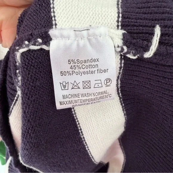 OXKNIT Women's 1960s Retro Colorblock Stripes Crewneck Casual Knit Sweater - Picture 5 of 5